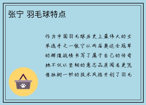 张宁 羽毛球特点